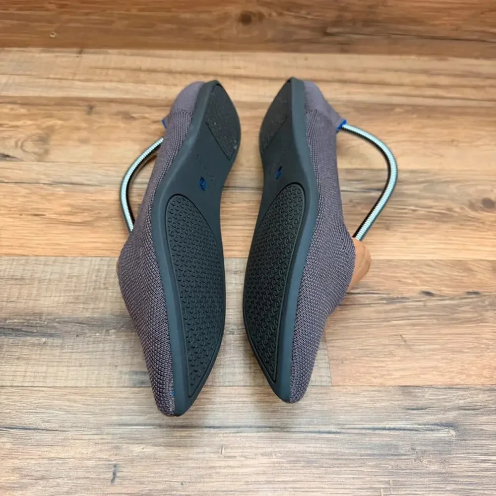 Women’s Pointed Knit Ballet Flats - Dark Gray
